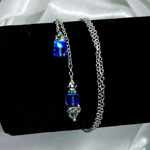 AIC# Sterling & Ice Blue Crystal Necklace - Picture 10 of 11